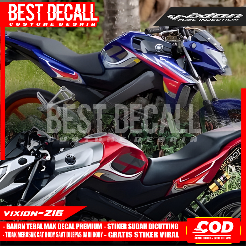 Striping Vixion NVL Transparan Bahan MaxDecal Model Minimalis Warna Red|Merah Ready Stok Vixion-Z16