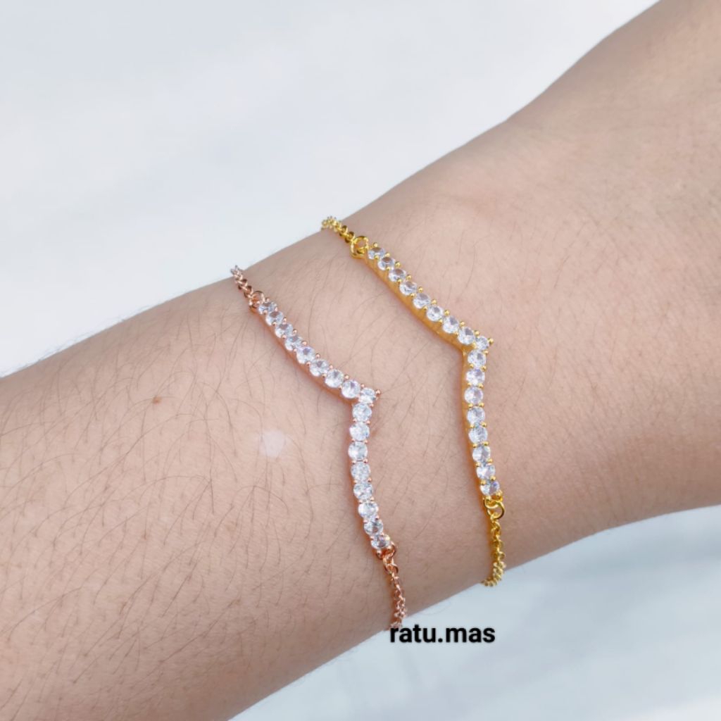 Gelang Perak 925 Asli Lapis Emas Model Gelang Serut Fuji