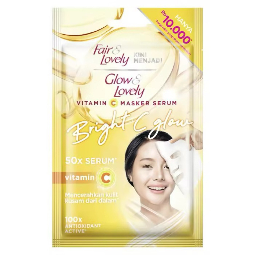 Fair & Lovely Glow & Lovely Vitamin C Serum Sheet Mask 20g - Mencerahkan Kulit Kusam Dari Dalam