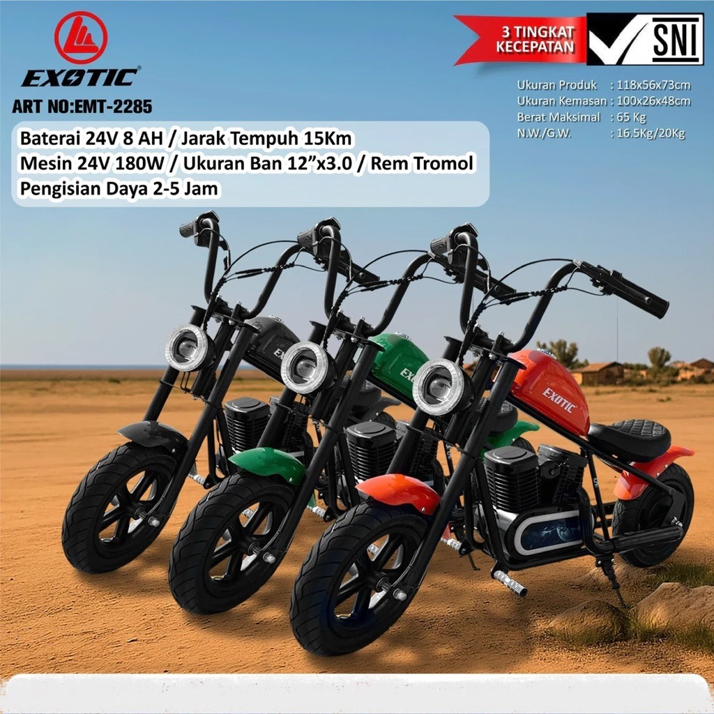 Mainan Anak Motor Aki Model Harley Exotic EMT 2285 Moge Motoran Listrik