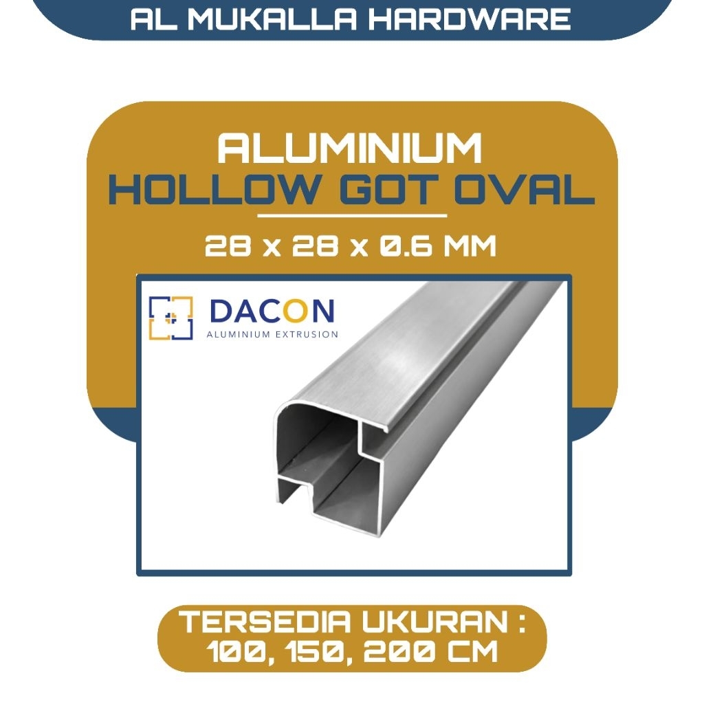 Hollow Got Aluminium Etalase 28mm x 28mm panjang 1/1.5/2 Meter - Hollow Got Aluminium DACON