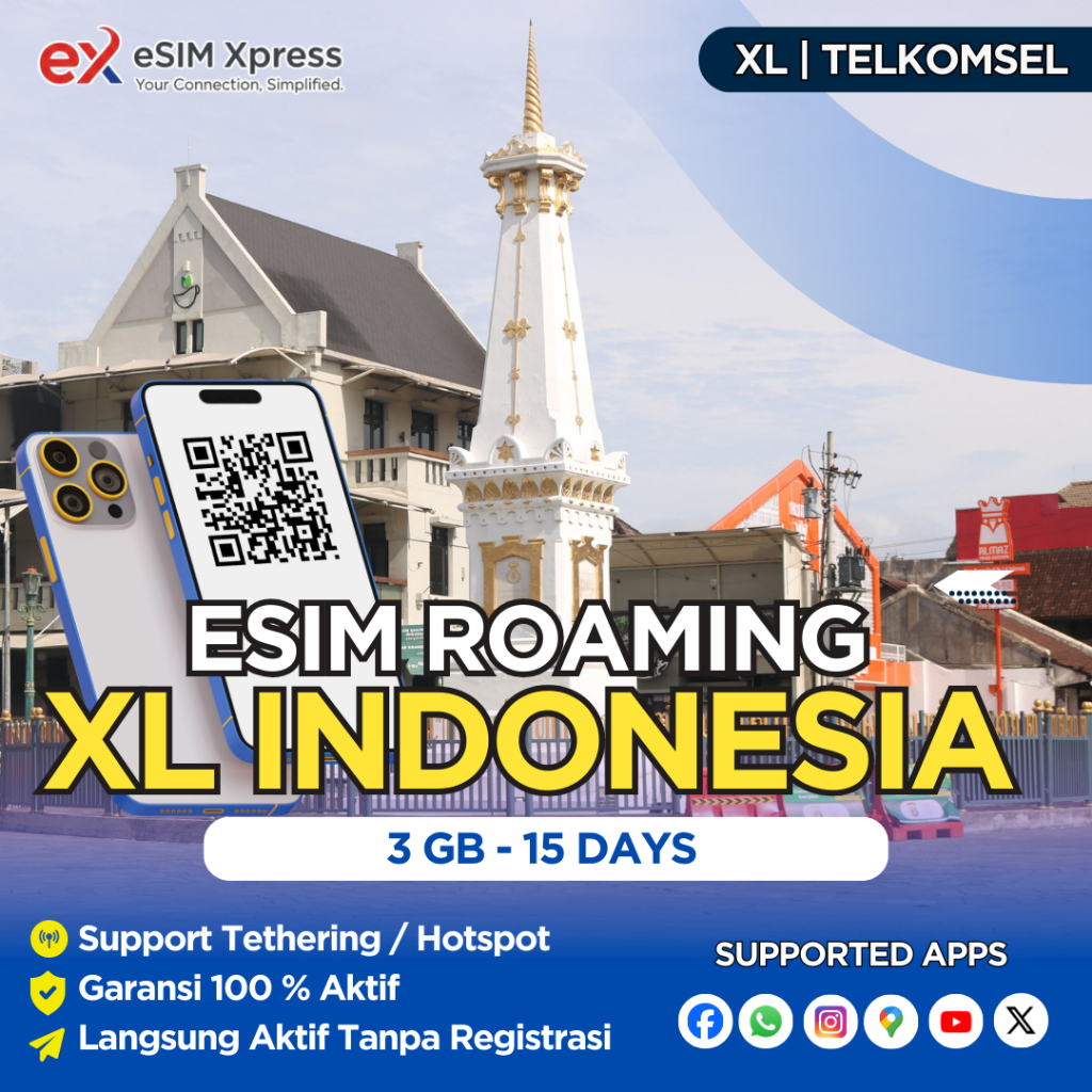 eSIM Roaming XL Indonesia 3 GB Data | 15 Hari | eSIM Roaming
