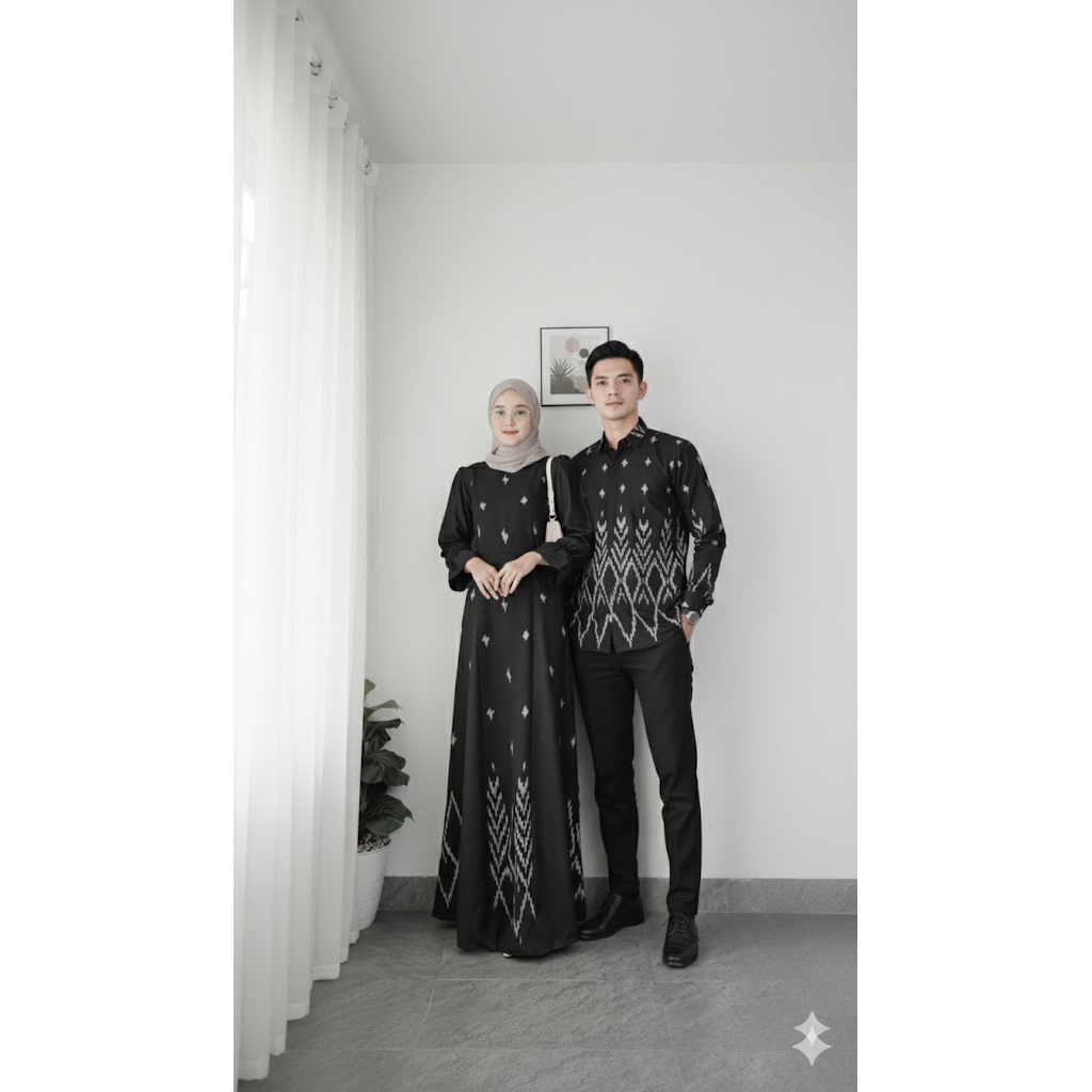 COUPLE TENUN KONDANGAN SARIMBIT LEBARAN WARNA HITAM