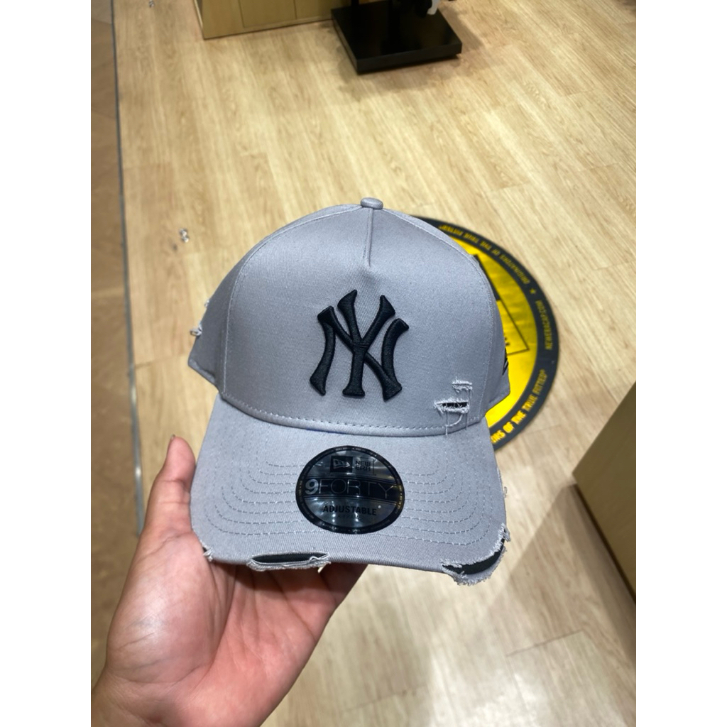 Topi New Era Original Cotton Damage Grey Black A Frame