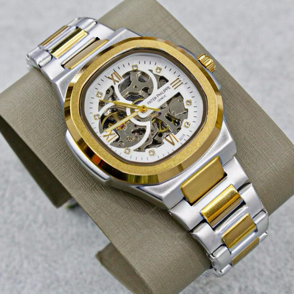 JAM TANGAN AUTOMATIC PRIA RANTAI STEINLESS MESIN TRANSPARAN