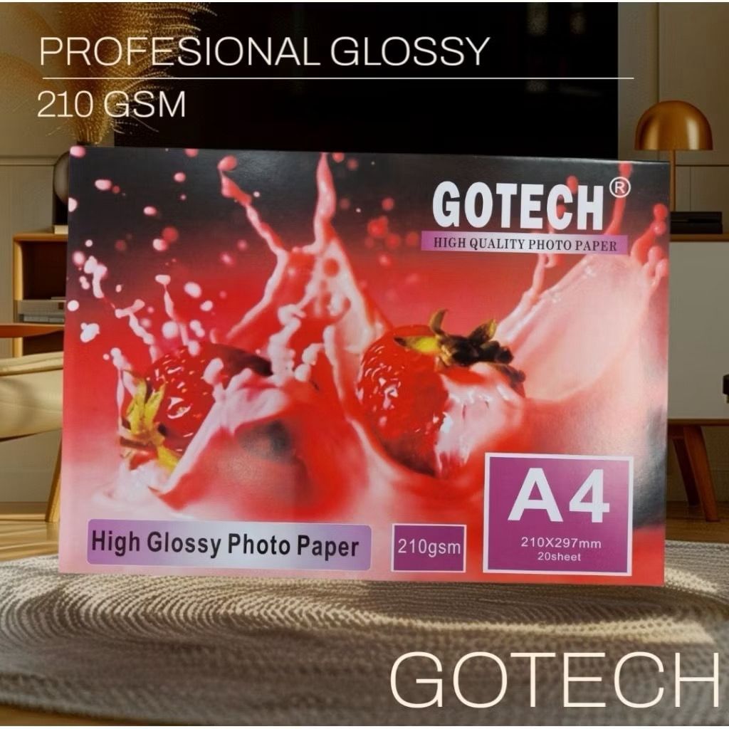 GOTECH 210 GSM KERTAS PHOTO GLOSSY A4 210 GSM PROFESIONAL / KERTAS FOTO POLOS 210 GSM Gotech High Gl