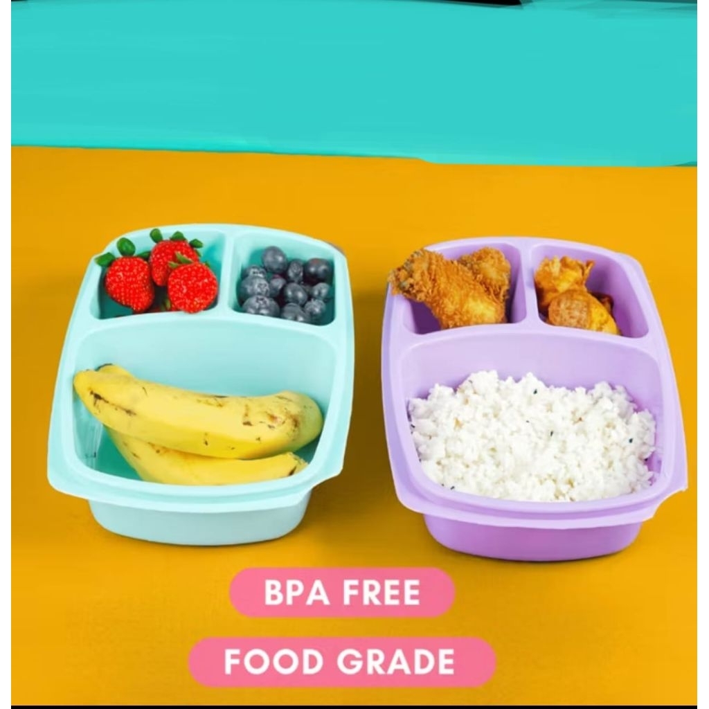 Lunch Box PINGUIN 3 Sekat Kotak Makan Anak TK Lucu Lunch Box Tahan Panas Tempat Makan