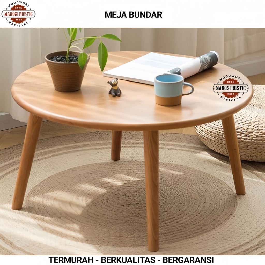 MEJA BUNDAR meja makan meja kopi meja bulat meja kayu meja tamu meja lesehan