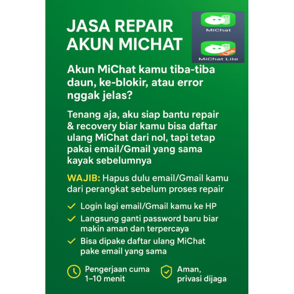 JASA REPAIR & RECOVERY AKUN MICHAT