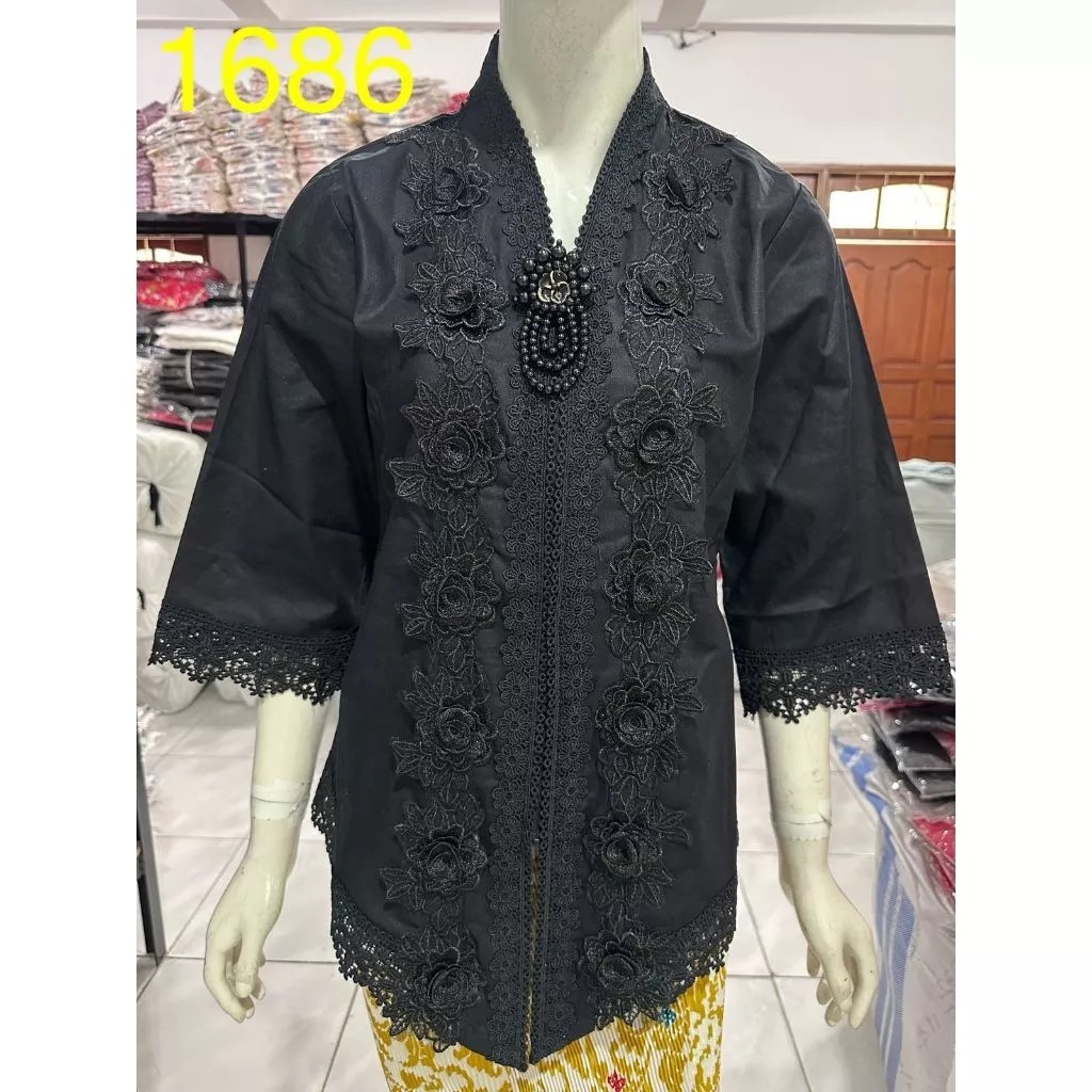 0957 Kebaya alexuez hitam brukat / kebaya encim premium bros hitam