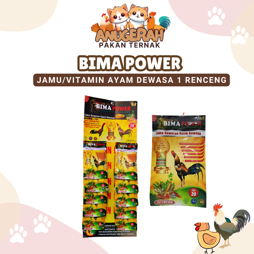 BIMA POWER 1 RENTENG 10 sachet  Obat Jamu Ayam Bangkok Jago Aduan