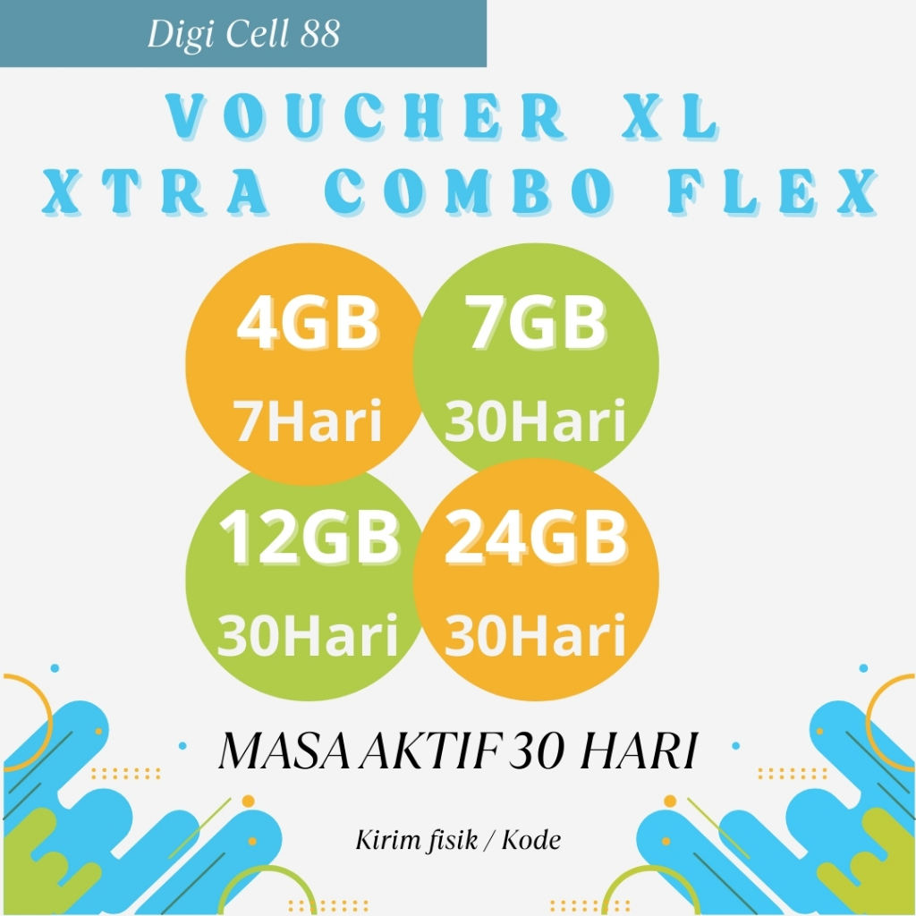(Fisik/Kirim Kode) Voucher Kuota XL Xtra Combo Flex Fleksibel 7–30 Hari | Kuota Data Internet XL Xtr