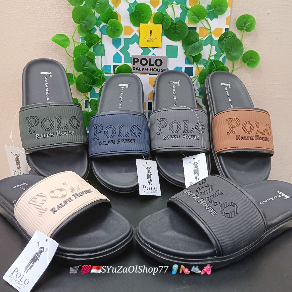[Bisa COD/100% Original/Art DIMELO] Sandal Pria POLO RALPH HOUSE/Sandal Casual Pria/Sandal Slide/San