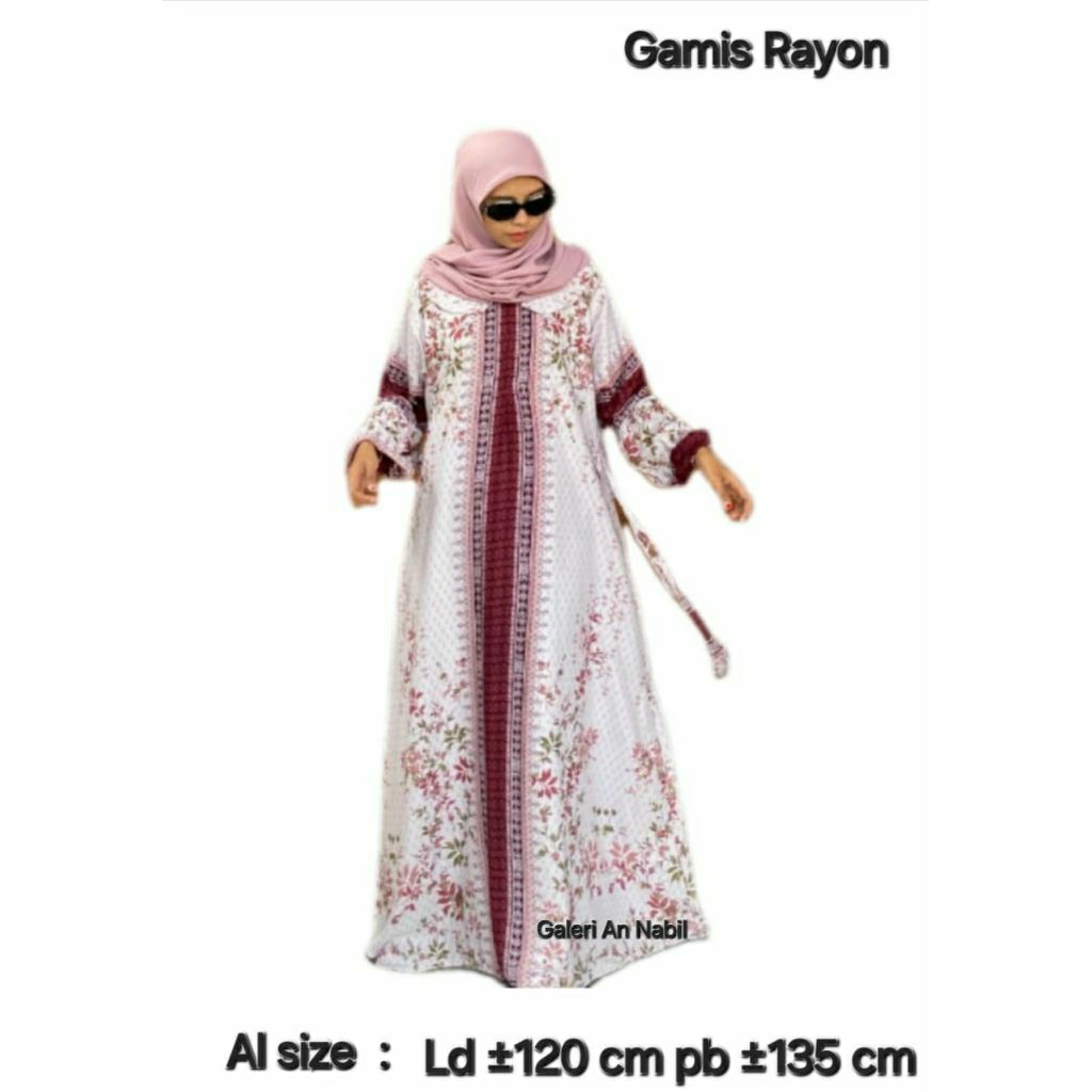 Gamis rayon Premium motif terbaru / Gamis rayon motif best seller / Gamis adem terbaru terviral / ga