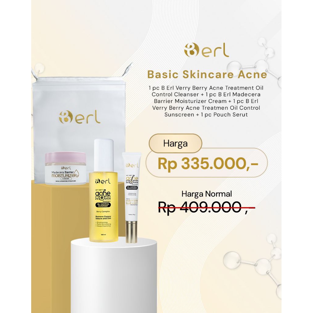 BASIC SKINCARE ACNE B ERL | PAKET ACNE PEMULA | B ERL