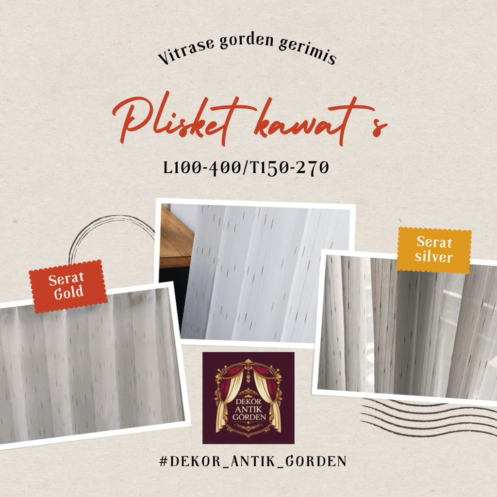 VITRASE GORDEN TEBAL GERIMIS MOTIF SERAT IMPORT GOLD/SILVER DALAMAN GORDEN JENDELA TIRAI PINTU VITRA