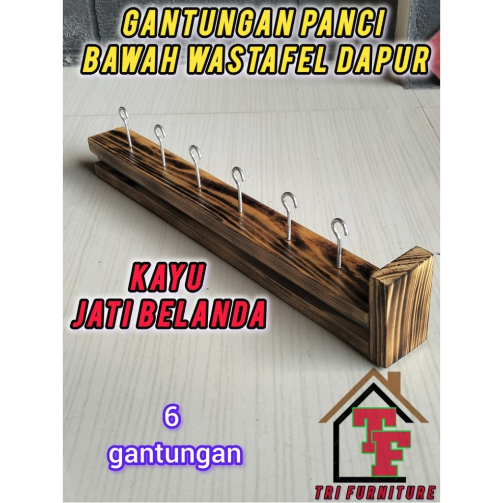 Gantung panci rel Tarik Dorong Bawah Dapur / Aksesoris laci kitchen set / Rel Gantungan Baju