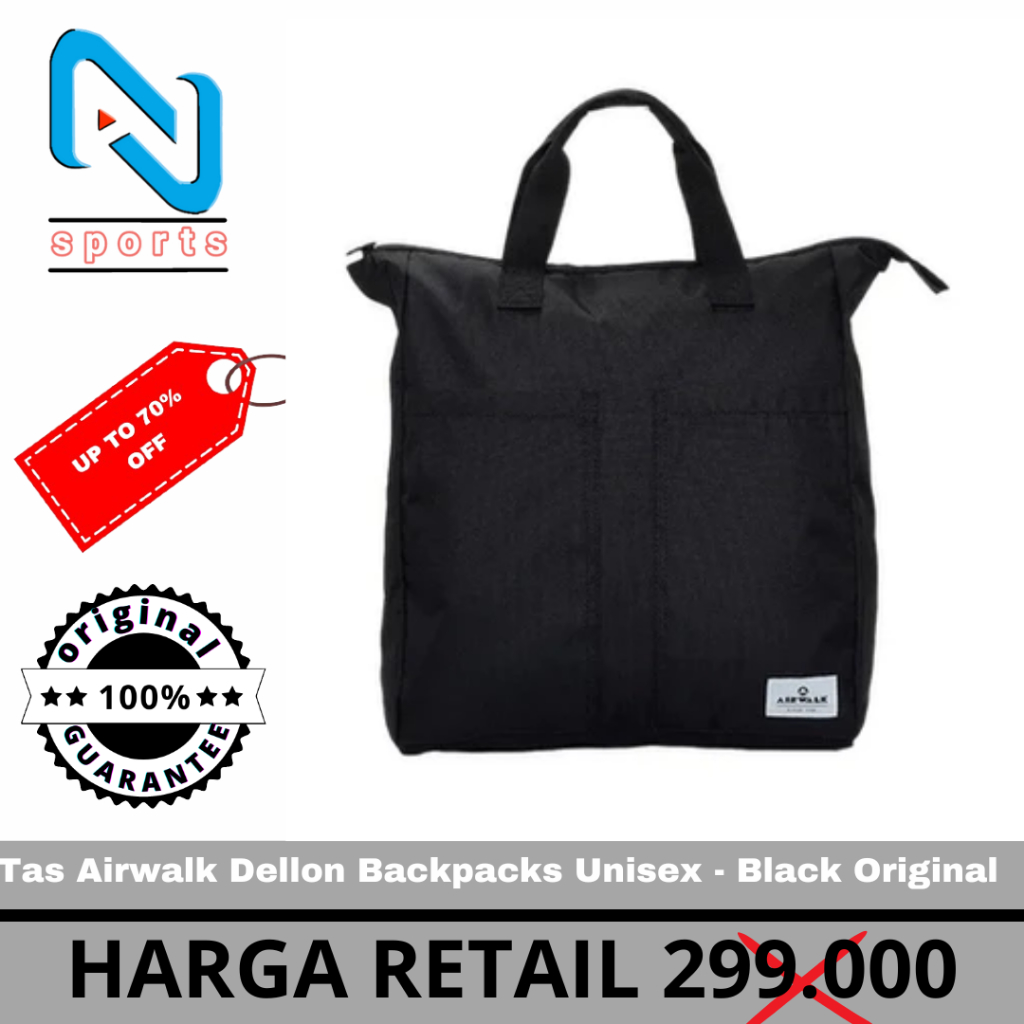 Tas Airwalk Dellon Backpacks Unisex - Black Original 100%