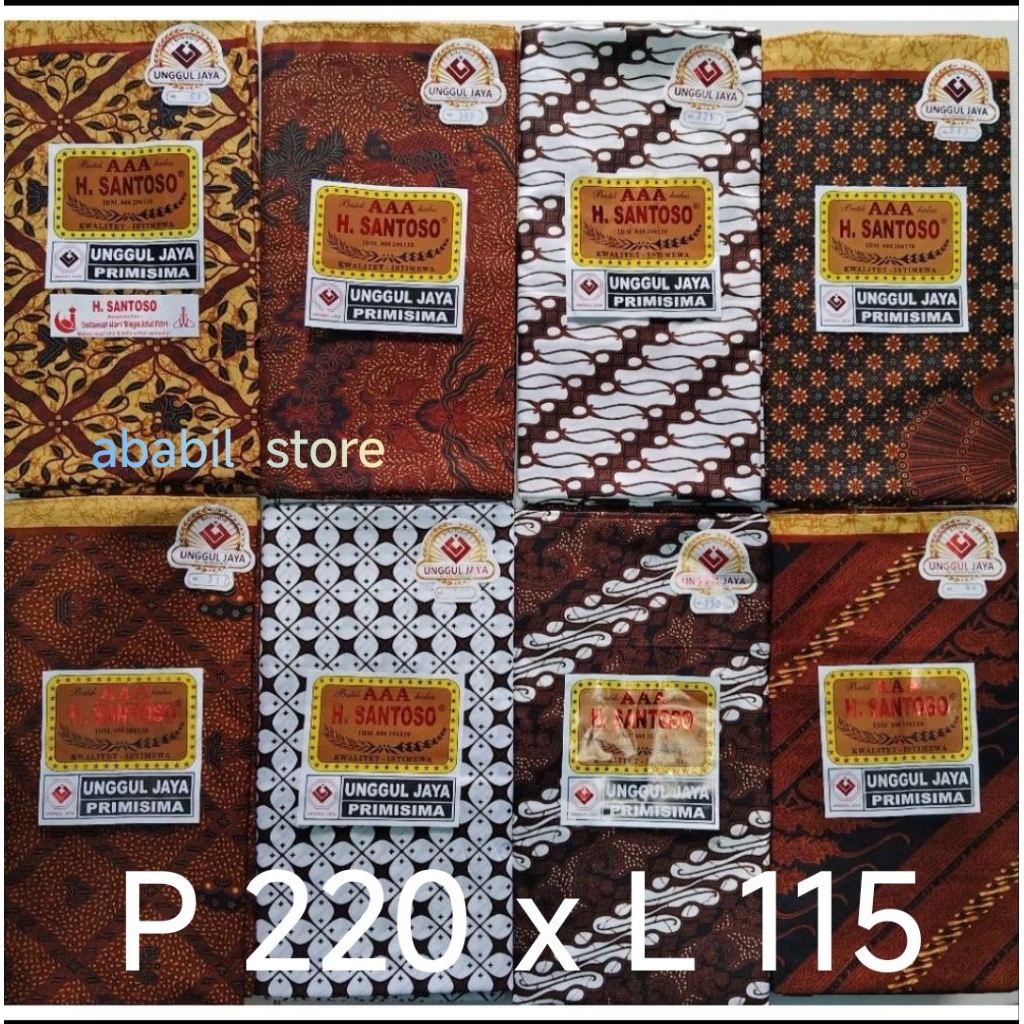 Kain Batik Pekalongan Jarik H. Santoso AAA Coklat dan Putih