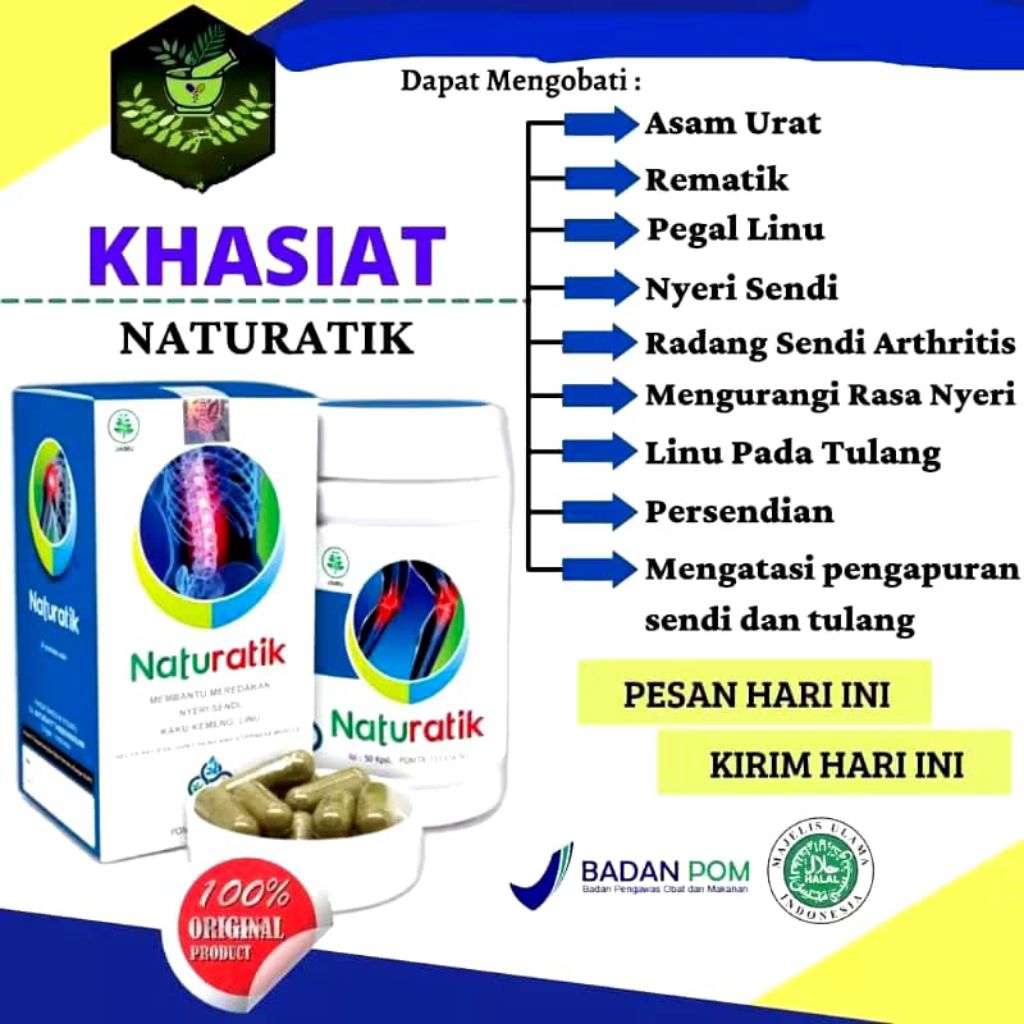 Naturatik Obat Sendi untuk nyeri Sakit Pinggang Bokong Asam Urat Otot Lutut Kaku Ampuh herbal bpom