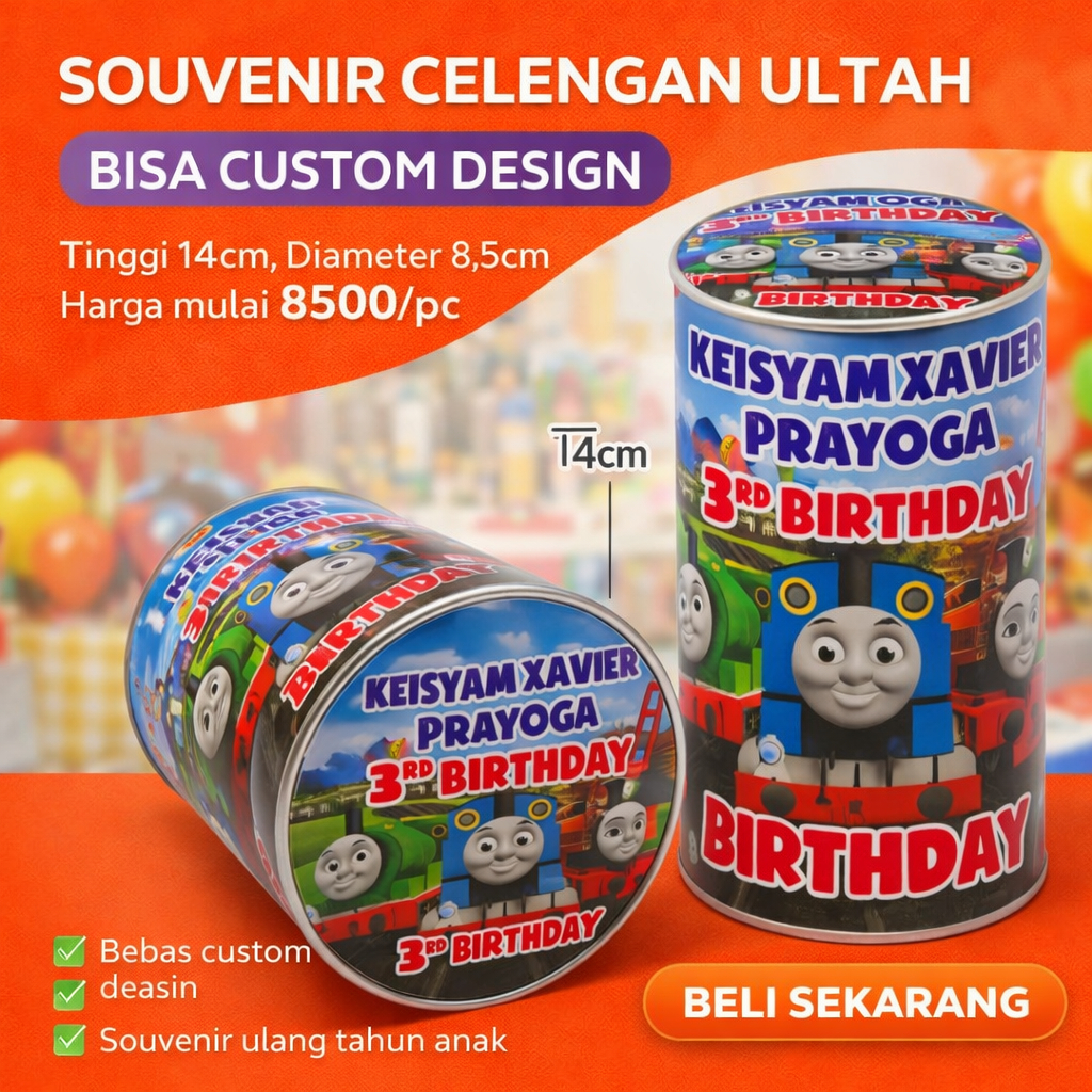 Celengan Kaleng Full Stiker, celengan buka tutup , celengan kaleng, Souvenir