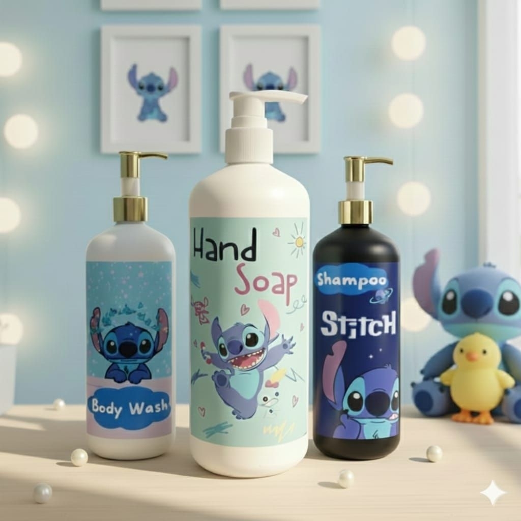 Botol sabun cair 500ml stitch Botol sabun mandi refil botol sabun mandi pump 500ml