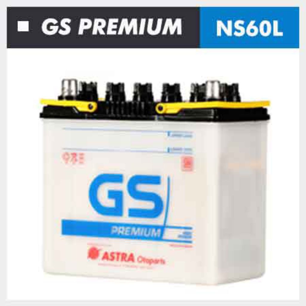 AKI GS ASTRA PREMIUM (BASAH) NS60L 12V (Volt) / 45Ah (Ampere-Hour)