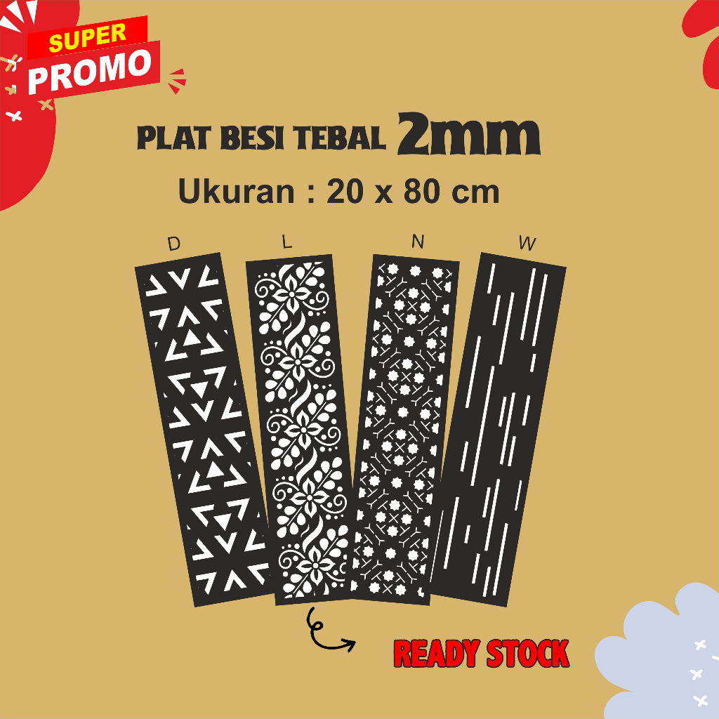 Laser Plat Pagar, Ornamen Pagar, Krawangan, Plat Cnc, Plat Cutting, CNC Laser Cutting 20 x 80 cm