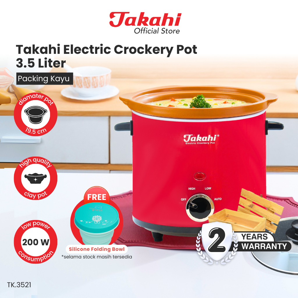 Takahi Electric Crockery Pot 3,5 Liter | (INCLUDE PALET) | Slow Cooker