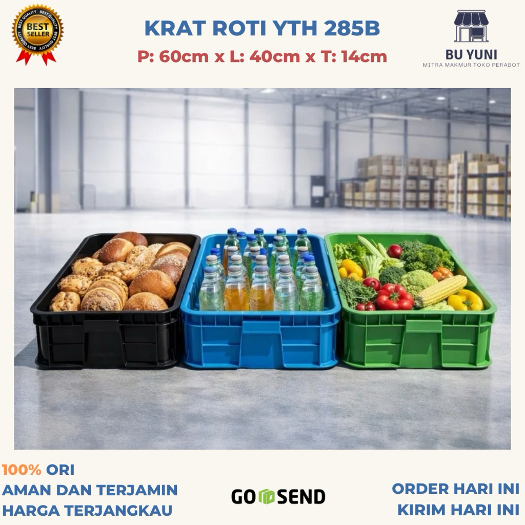 KRAT ROTI | KRAT BUAH | KRAT MINUMAN | KRAT SAYUR | KRAT INDUSTRI SERBAGUNA | KONTAINER KRAT YTH 285
