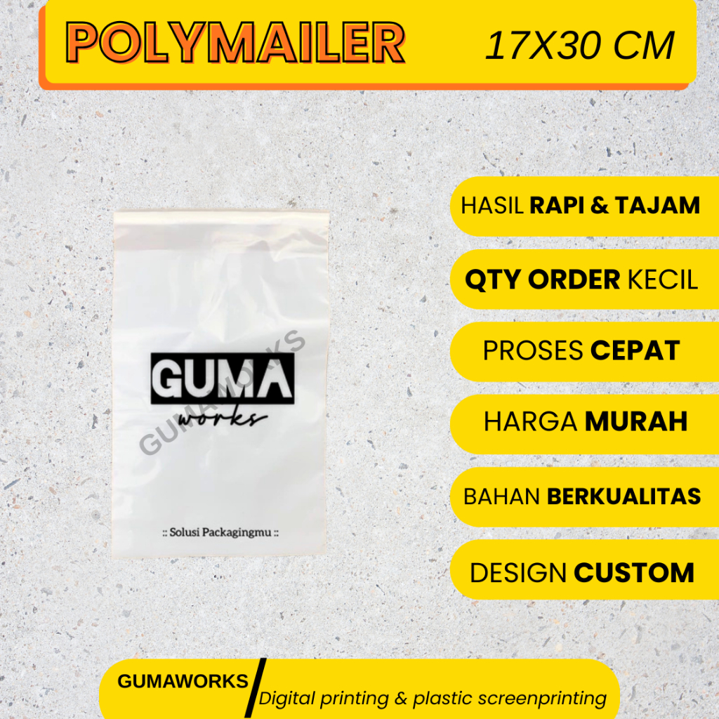 Plastik Sablon Polymailer / Plastik Pengiriman ukuran 17x30 CM (100pcs) Amplop Plastik