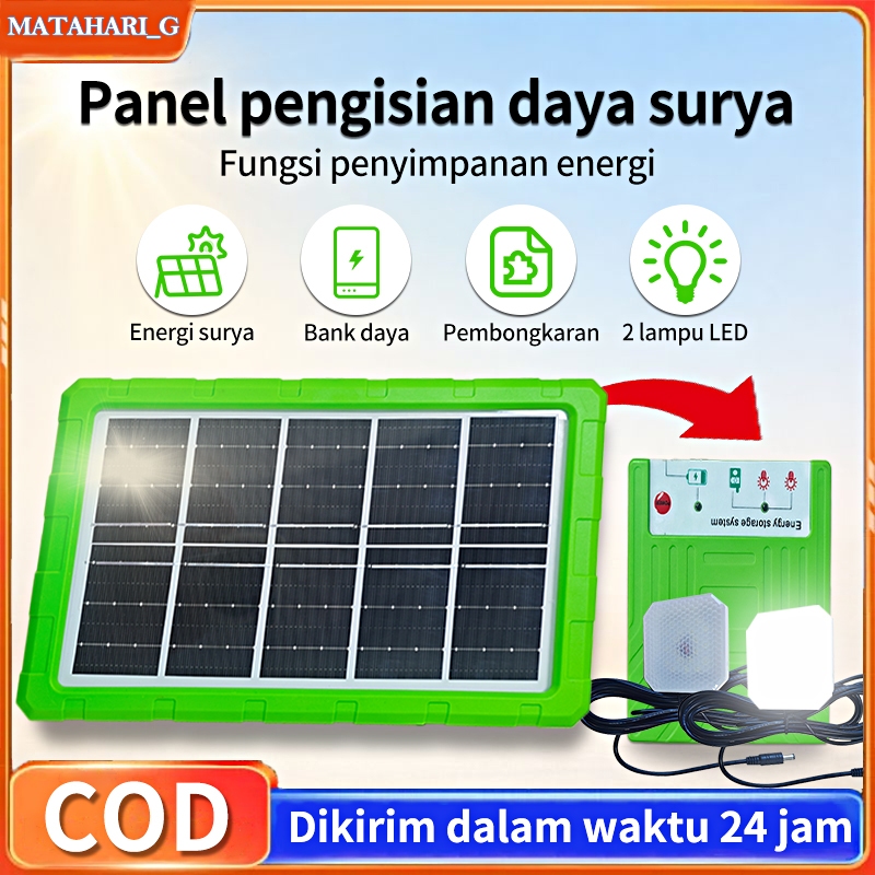 Garansi 5 tahun Panel Surya Darurat Portable Power Bank Tenaga Surya USB Lampu Camping LED Charger H