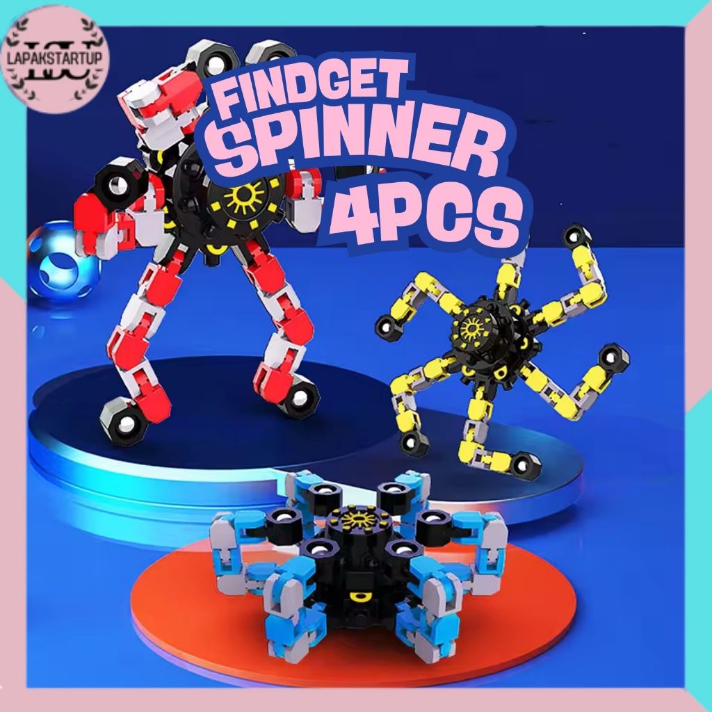 LPS Mainan Fidget Spinner Mechanical Chain Deformable Robot Fidget Toys Penghilang Stress