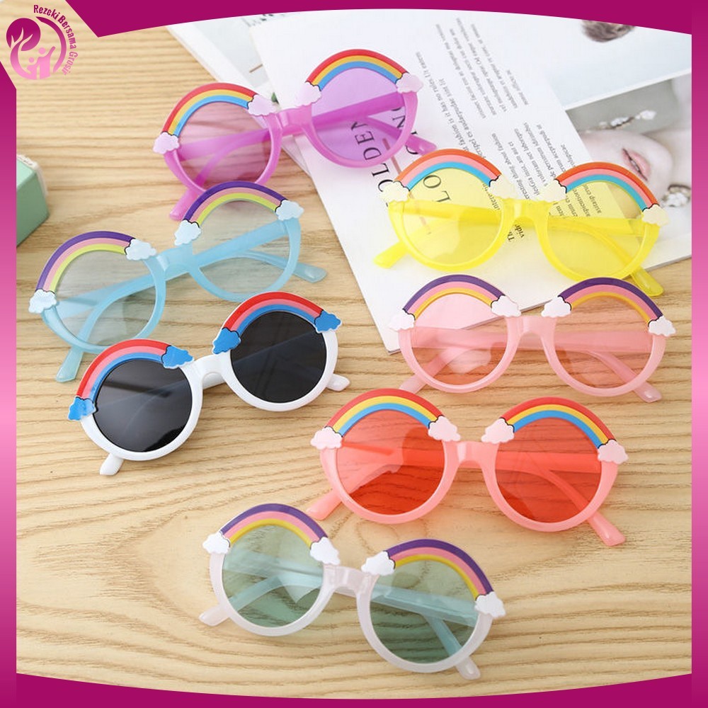Kacamata Anak Bentuk Bulat Rainbow / Kaca Mata Anak Warna Pelangi Kekinian / Kids Sunglasses Kacamat