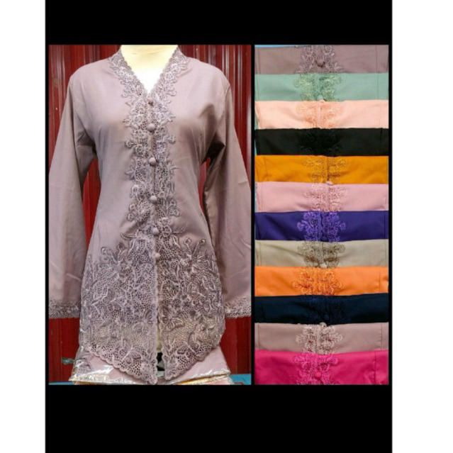 kebaya encim bordir senada premium / kebaya encim polos katun toyobo premium