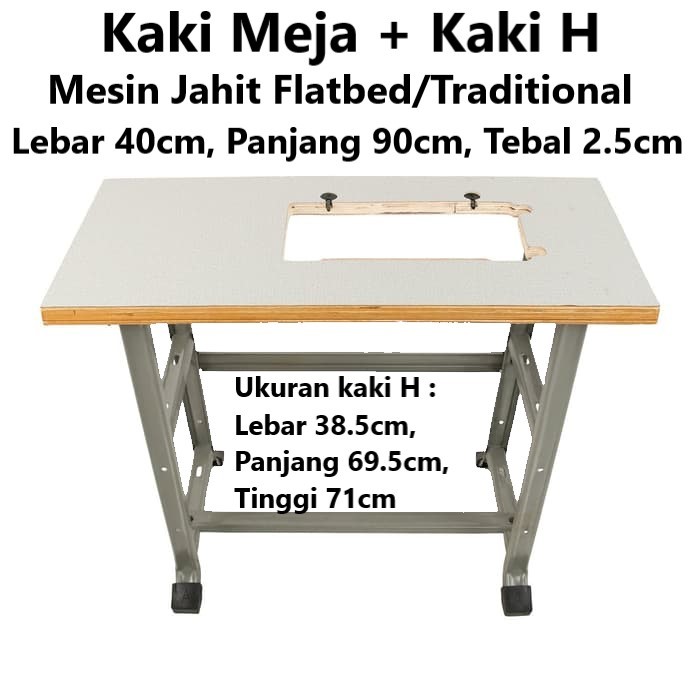 Meja Mesin Jahit Tradisional Portable dengan Kaki | Papan Mesin Jahit Hitam Classic dan Flatbed