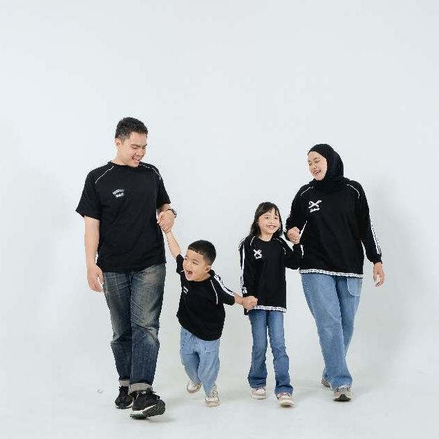 Badudu.id Baju Couple Keluarga - Kuro Jersey Family Set - Couple Jersey Keluarga - Hitam
