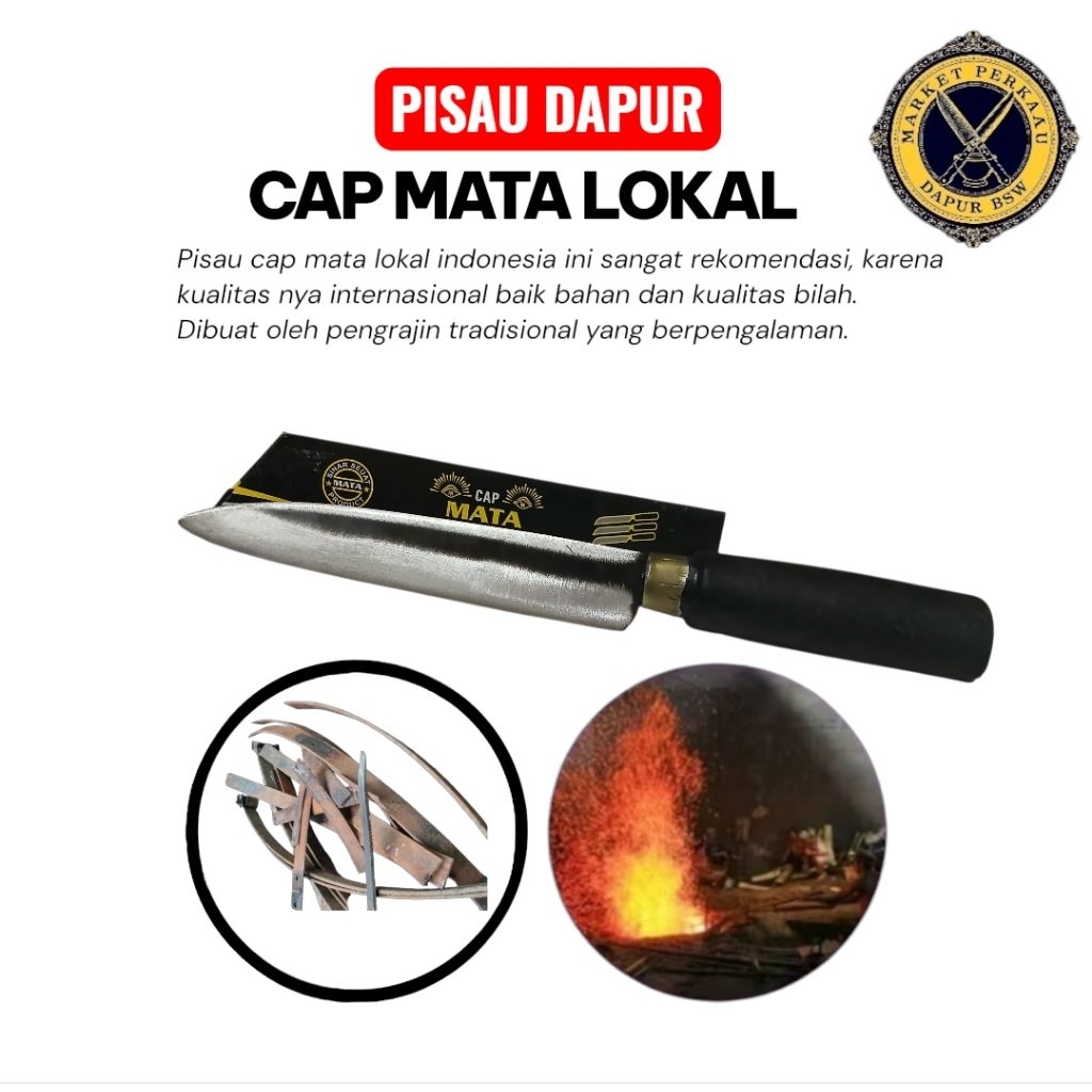 Pisau Dapur Baja Murni Cap Mata - Tajam, Mudah Diasah, Cocok untuk Potong Sayuran dan Daging