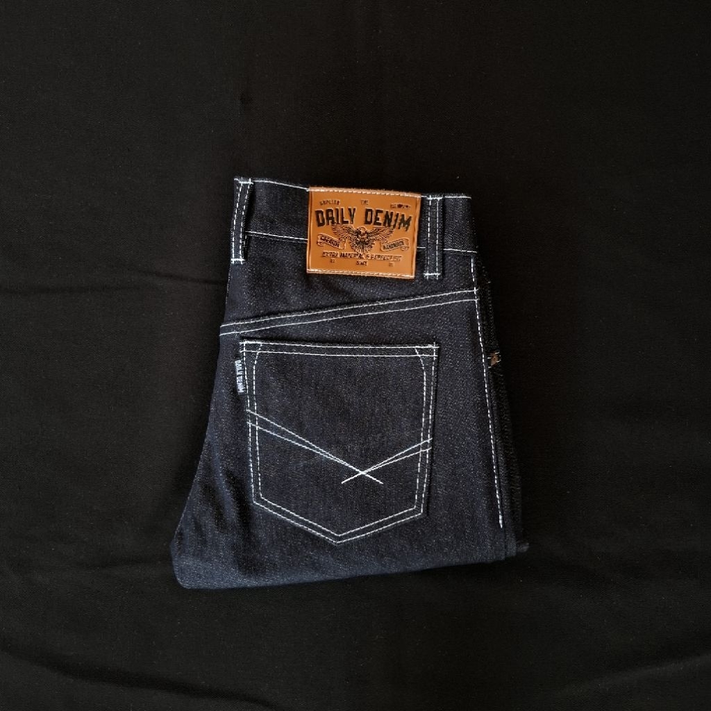 daily denim selvedge acc black indio 14oz red line celana denim