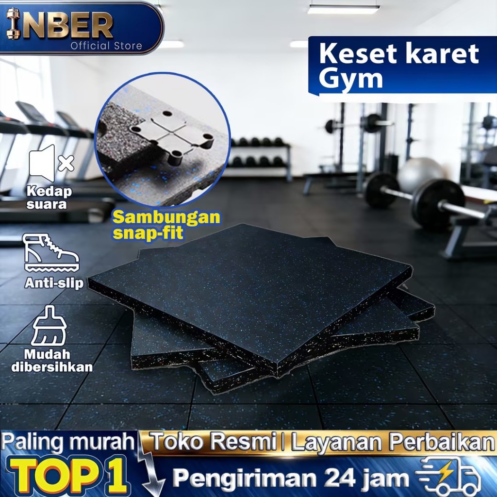 INBER Matras Gym Karet tebal 2cm (50x50) Matras Olahraga Karper Gym Matras Keset Karet Anti Slip