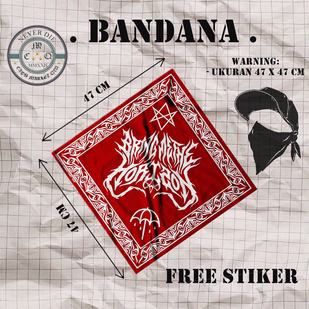Bandana slayer motif band / bandana / slayer / aksesoris / unisex/ bandana kalcer / bandana skena / 