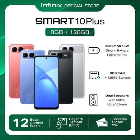 Infinix Smart 10 Plus 8/128GB - Up to 16GB Extended RAM - 6.67 inch 120Hz HD+ - T7250 - 6000 mAh