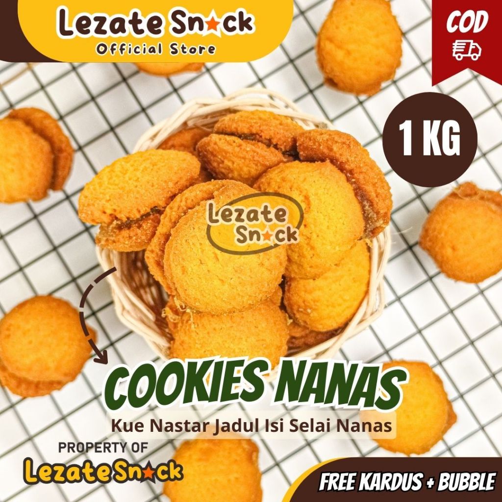 Cookies Nanas Premium 1KG Kue Nastar Jadul Nanas Manis Enak Murah / Roti Nastar Hati Love Rasa Nanas
