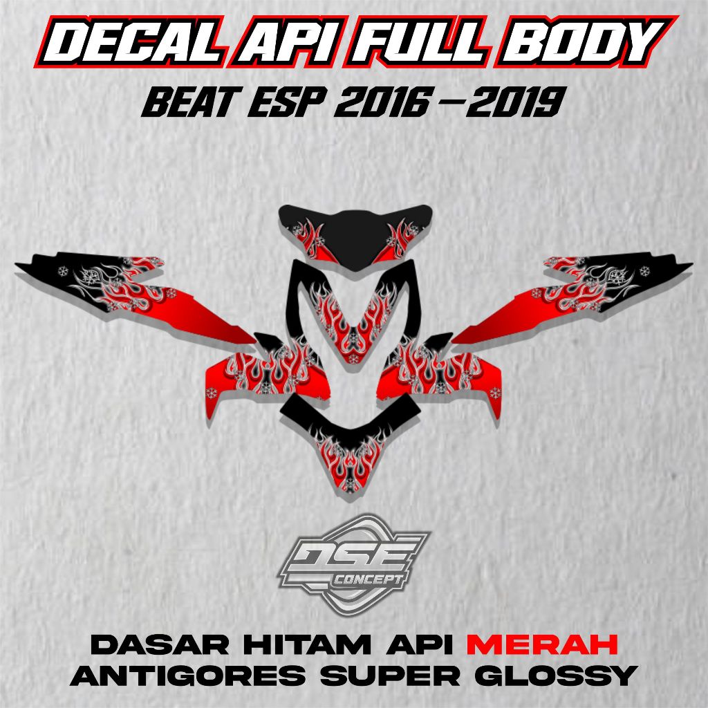 DECAL FULL BODY BEAT FI 2012 - 2016 DECAL MOTOR MOTIF API ( HONDA BEAT FI 2012 - 2016 )