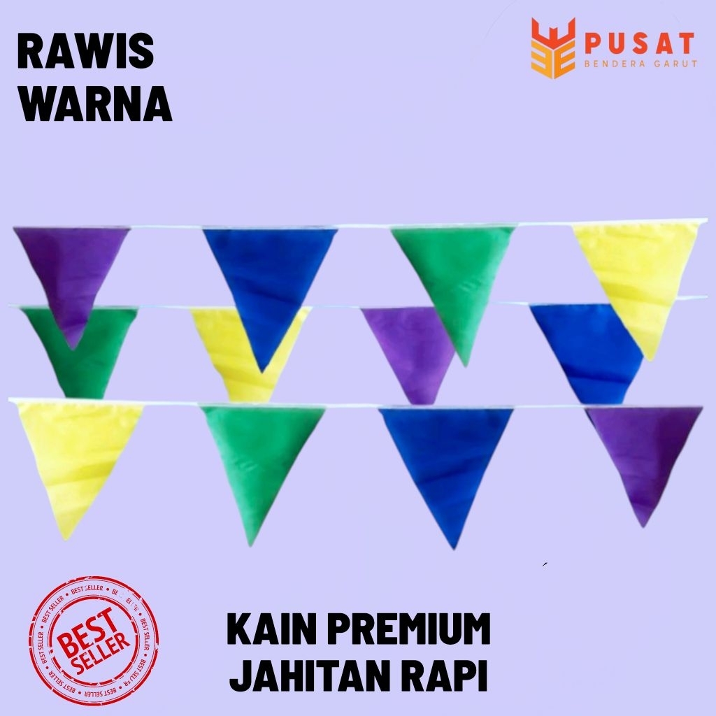 Hiasan Bendera Rawis Warna Segitiga 5 Meter – Dekorasi 17 Agustusan / Pesta / Ulang Tahun
