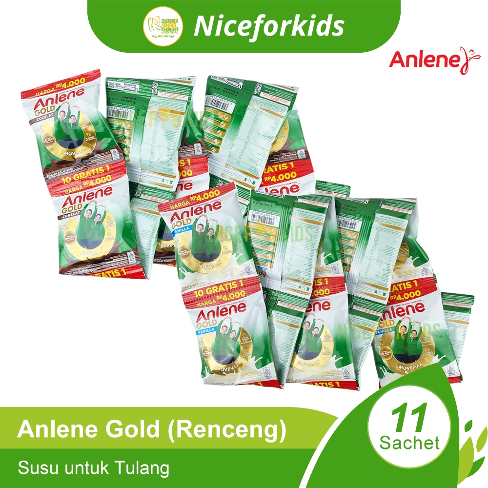 Anlene Gold 5X Renceng Isi 10 x 25gr Susu Bubuk Tinggi Kalsium untuk Lansia 50+ / Susu Anlene Gold /