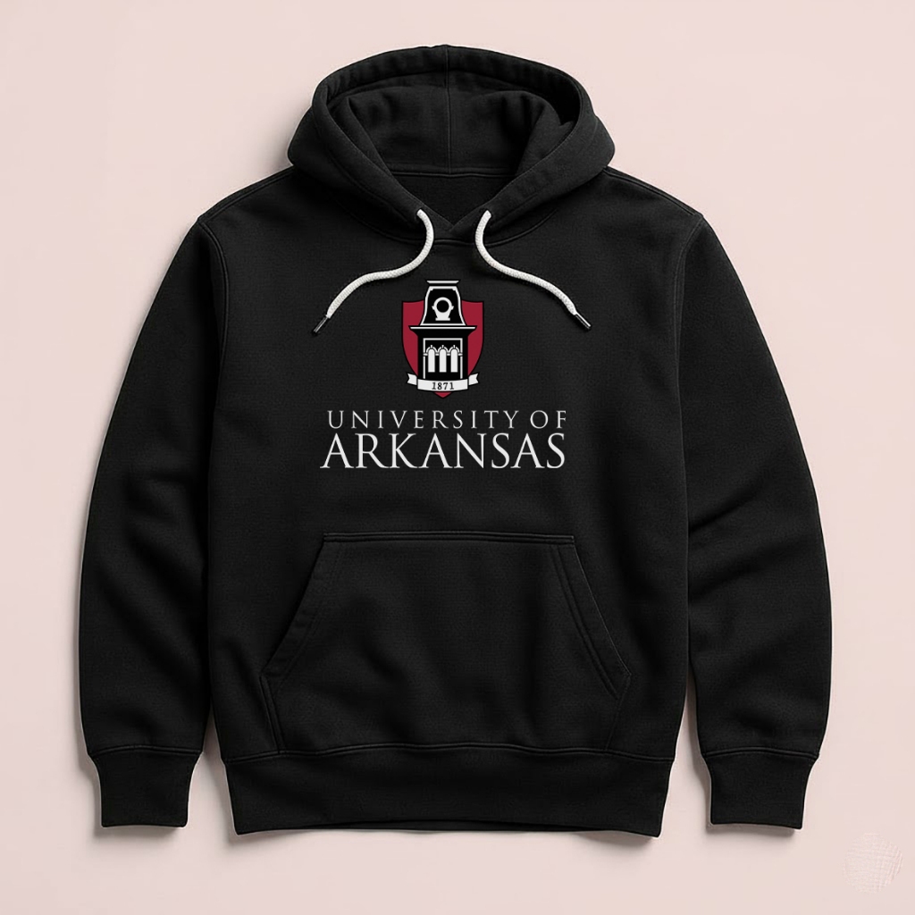 Hoodie U of A University of ARKANSAS Unisex Sweater Fleece Black Hitam Cloth