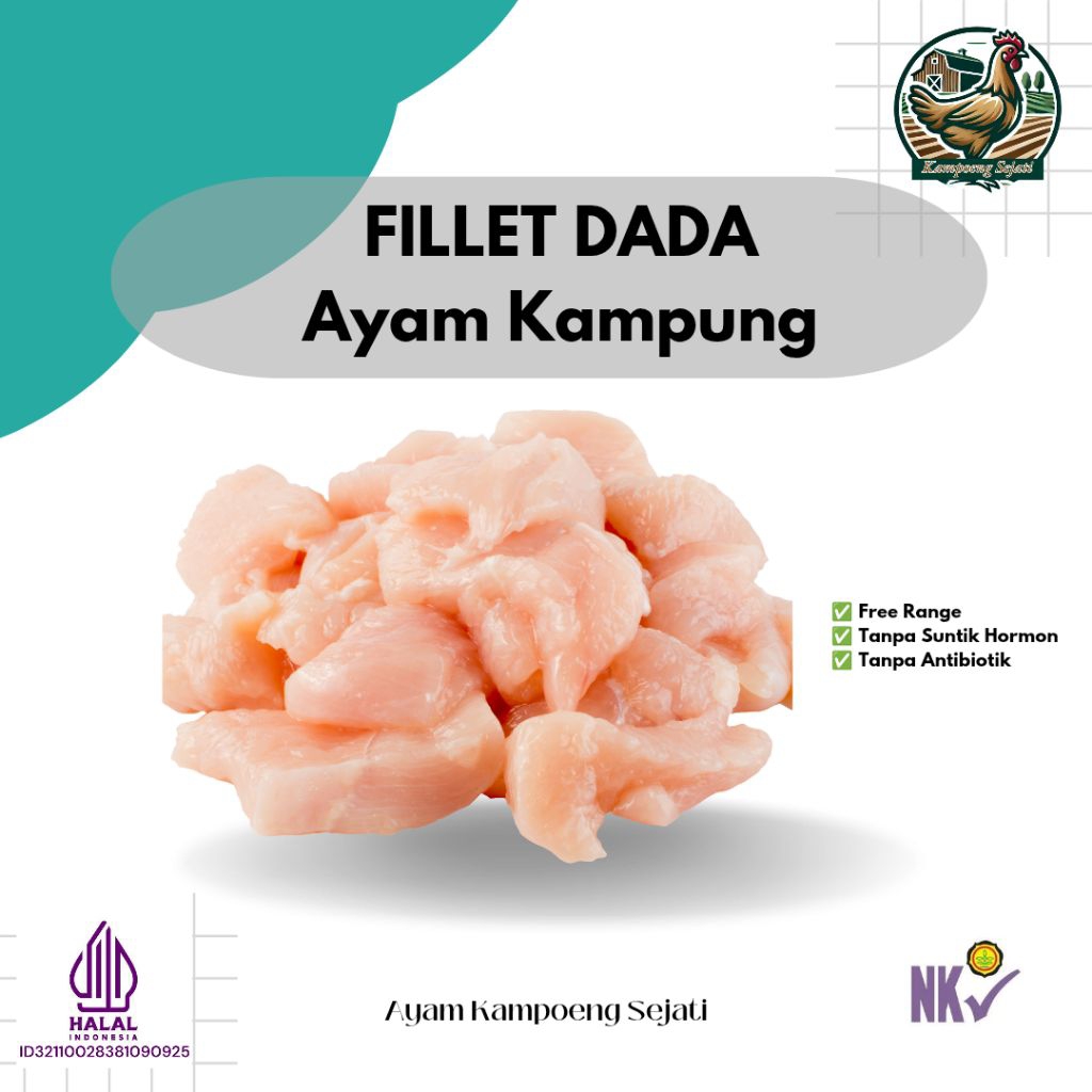 Fillet Dada Ayam Kampung Asli  250Gram Frozen Kemasan Ekonomis untuk MPASI dan Menu Ramadhan Praktis