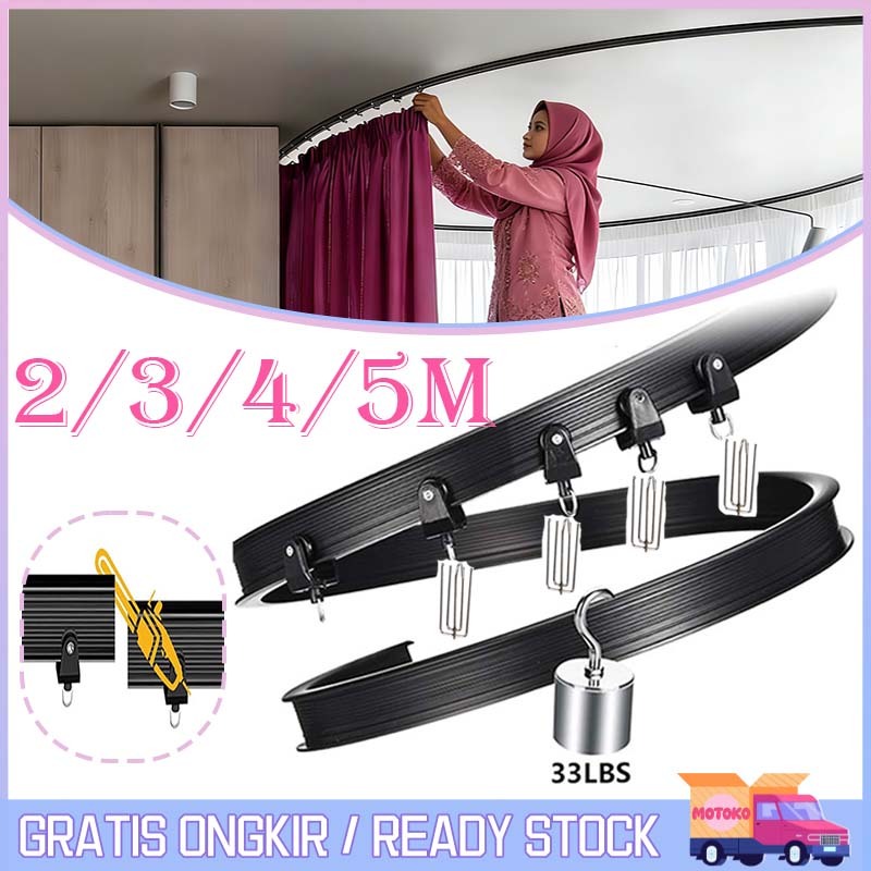 1 Set Rel Tirai Gantung Rel Hordeng Rumah Sakit 2/3/4/5m Rel Gorden Fleksibel Cuttable Rel Gorden Fu