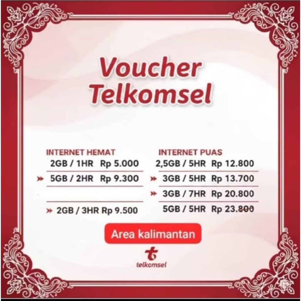 Telkomsel Voucher Vocer Gesek. Kalimantan All area